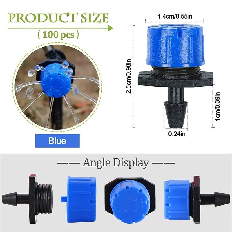 Ruibeauty 50Pcs 1/4inch Adjustable Drip Irrigation Parts, Irrigation Drippers Sprinklers for Drip Irrigation System