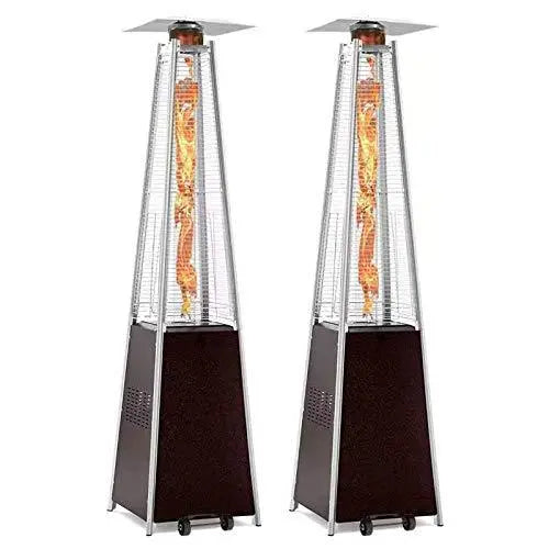 Dual Pyramid Propane Patio Heater Set  42,000 BTU Standing Tower Outdoor Heaters