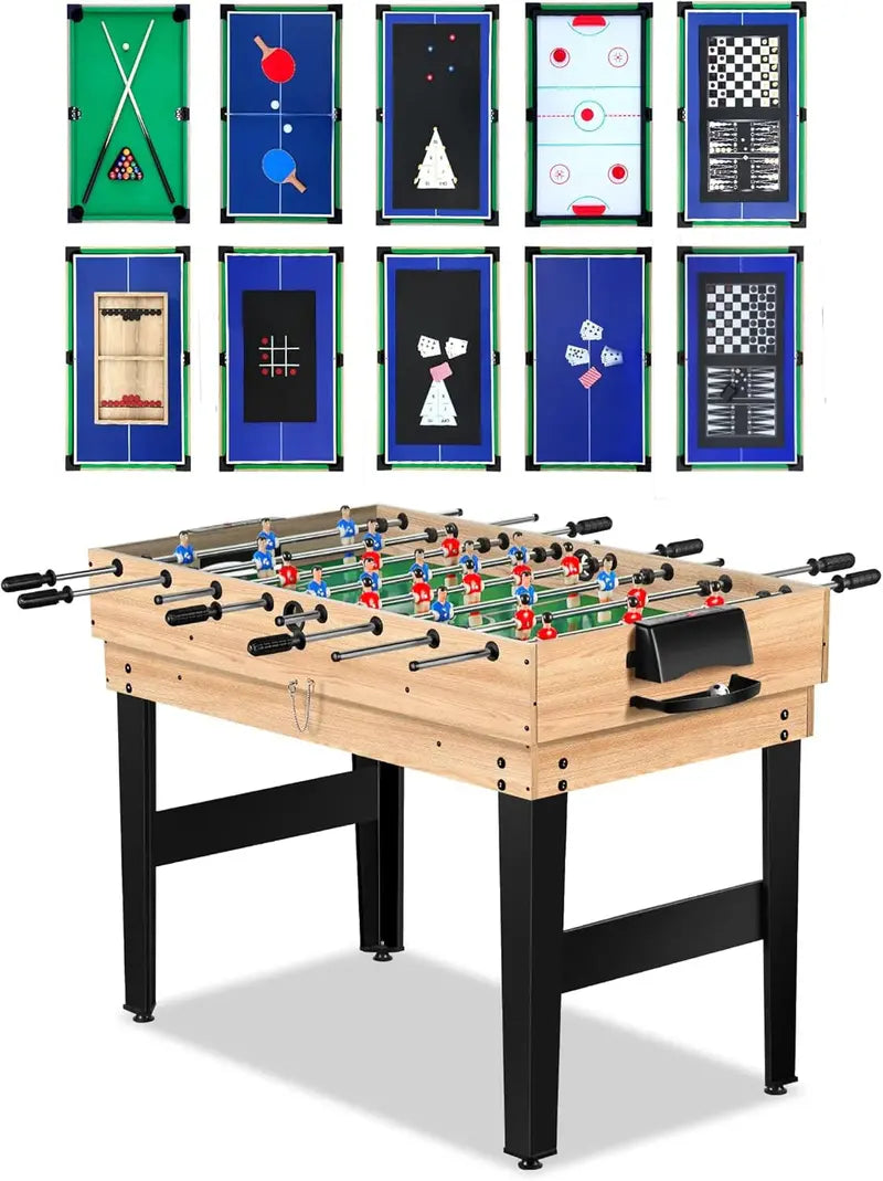 48-Inch 12-in-1 Combo Game Table  Multi-Function Ping Pong, Foosball, Air Hockey & Pool Table with Accessories for Family Entertainment