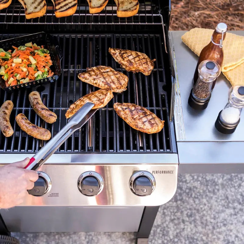 Premium Stainless Steel 4-Burner Gas Grill on Mobile Cart  Even Heat Distribution and Durable Outdoor Cooking Station