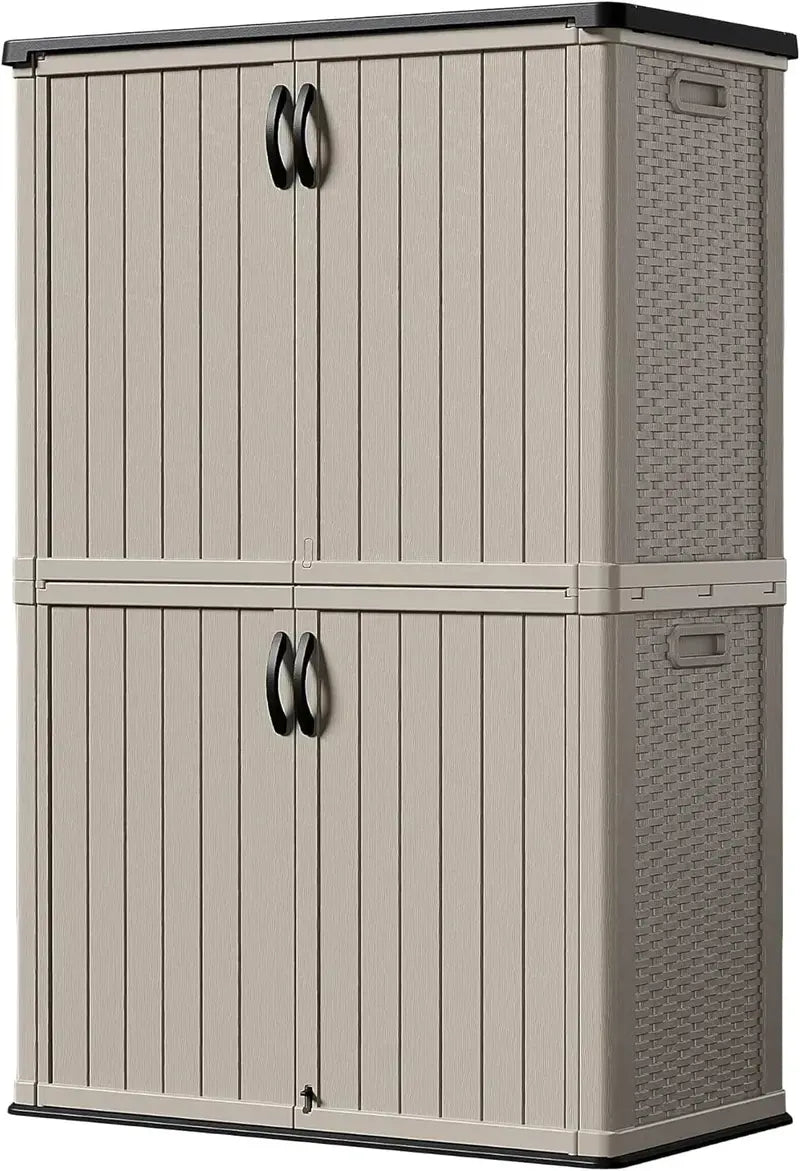 Devoko Heavy-Duty Outdoor Storage Cabinet — 26-Cubic-Foot Lockable Horizontal Shed with Waterproof Build