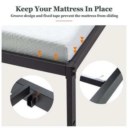 Amolife Heavy Duty Queen Size Metal Platform Bed Frame with 16.5  Large under Bed Storage Space