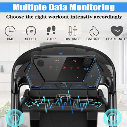 Portable Folding Electric Treadmill  Compact Superfit Treadmill for Small Spaces
