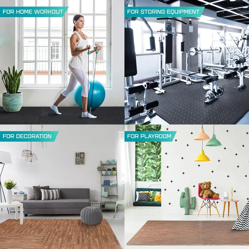 Yes4All Exercise EVA Mat, 120 Sq. Ft, Non-Slip, Durable, Easy Assembly, Home Gym Flooring