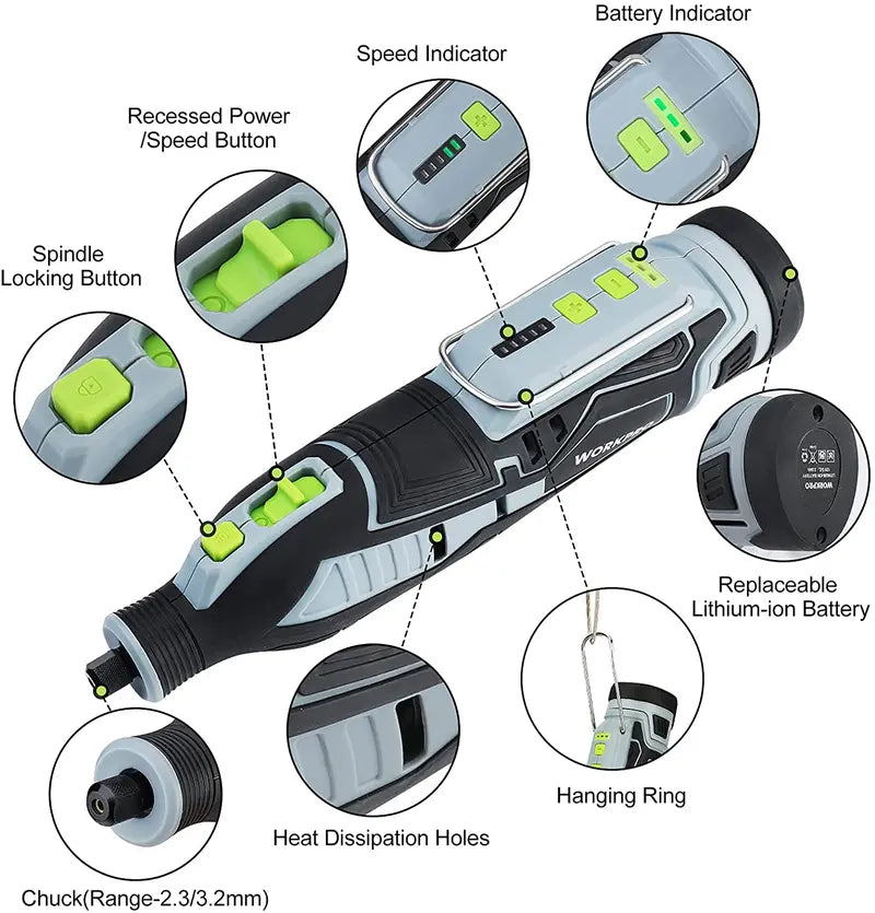 WORKPRO 12V Cordless Rotary Tool Kit  Compact DIY & Craft Engraving Solution
