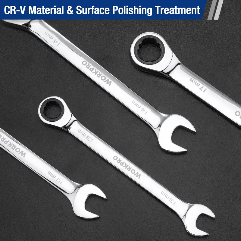 WORKPRO 7-Piece Ratcheting Combination Wrench Set  Compact & Durable
