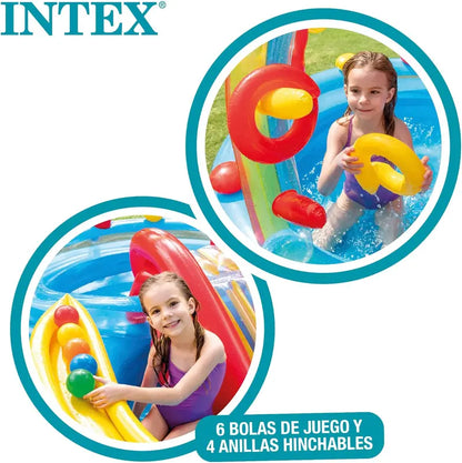 Intex Jungle Adventure Inflatable Play Center  96″ x 78″ x 28″ Kiddie Splash Pool with Water Slide for Toddlers & Backyard Fun