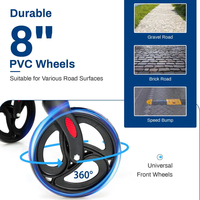 Dual-Mode Rollator Walker with Seat & Brakes  Lightweight Mobility Aid for Seniors
