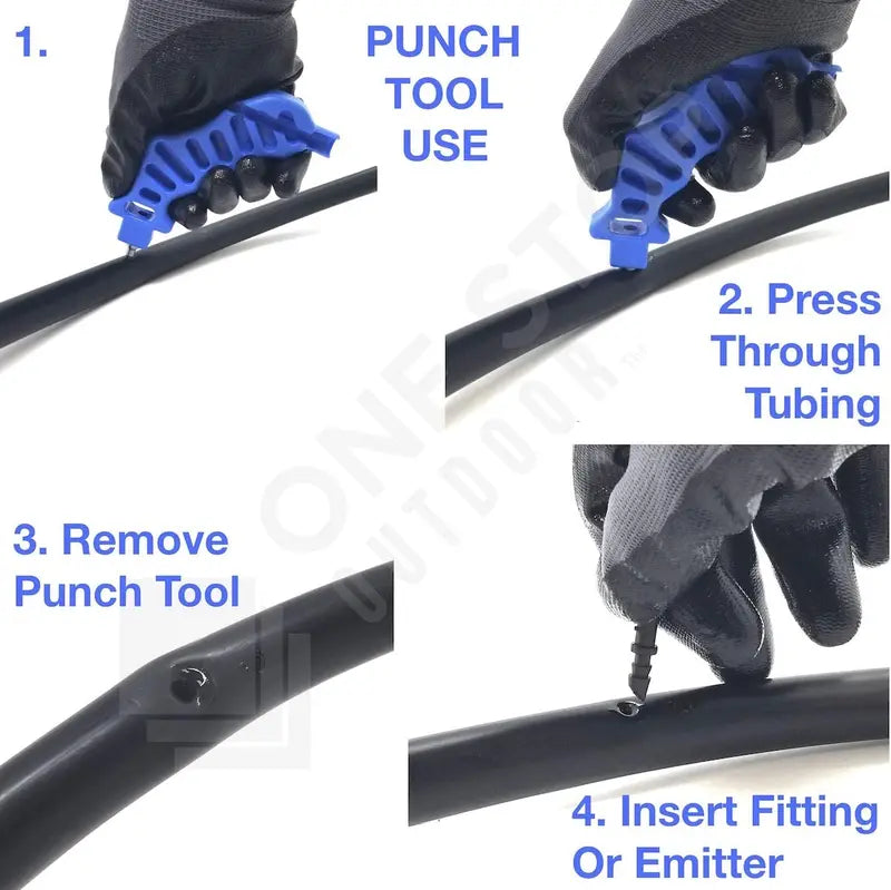 2-in-One Drip Irrigation Tubing Hole Punch and Fitting Insertion Tool  for Easier 1/4