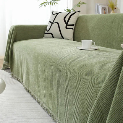 Decorative Sofa Throw Blanket  Patterned Design with Boho Tassel Trim