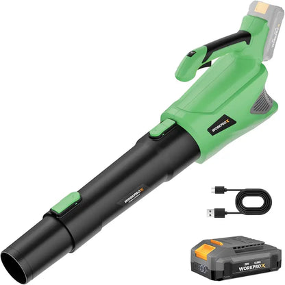 WORKPROX 20V Variable-Speed Cordless Leaf Blower  Includes 4.0Ah Battery and Fast-Charging USB-C Cable