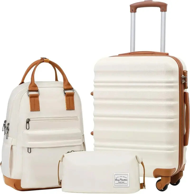 LONG VACATION 6-Piece ABS+PC Hardshell Luggage Set with Spinner Wheels and Carry-On Suitcase