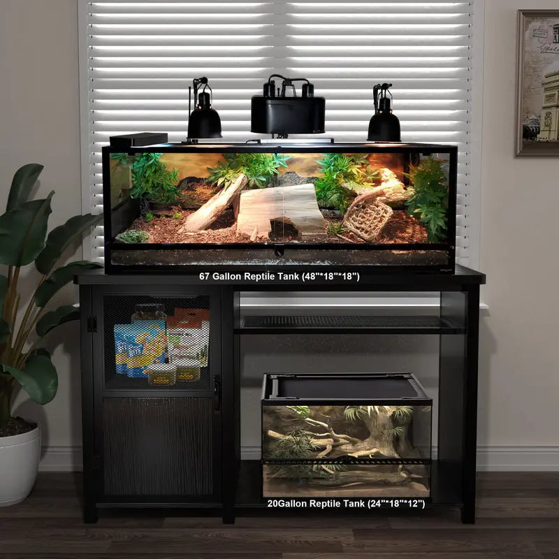 55-75 Gallon Fish Tank Stand Heavy Duty Metal Aquarium Stand with Cabinet,52
