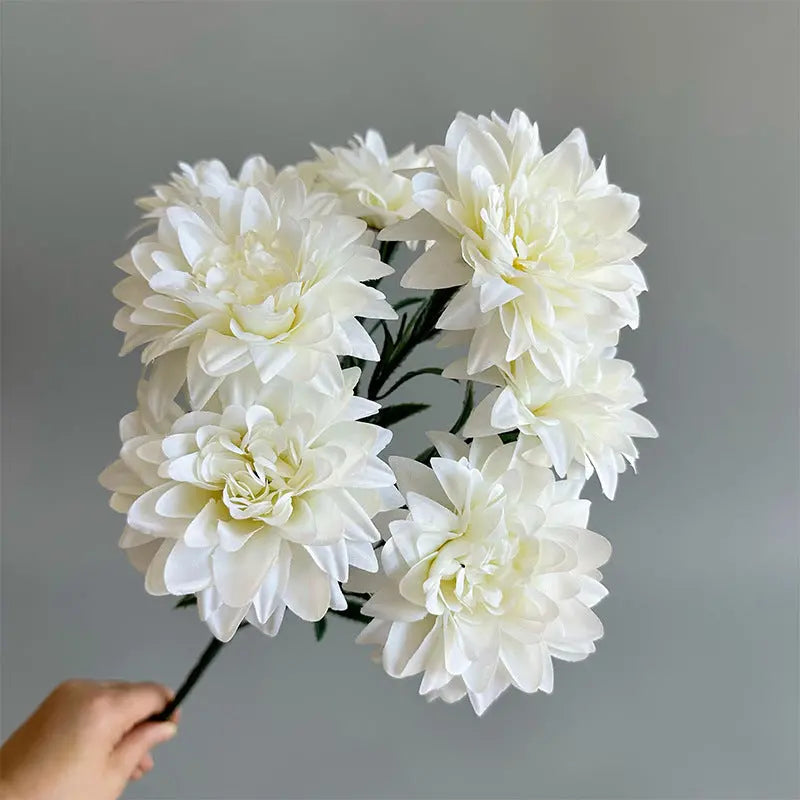 Dahlia-Inspired Silk Bouquet  Mixed Rose and Peony Arrangement for Desktop & Interior Styling