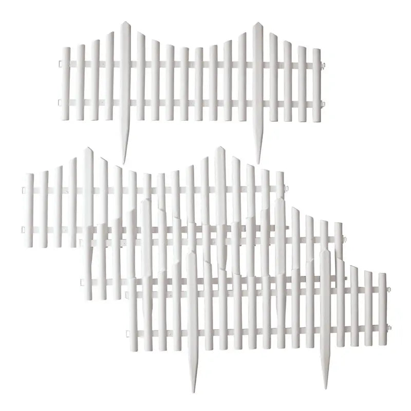 Collections Etc Flexible White Picket Fence Border for Garden, Landscape Edging, Pathways  4 Piece Set, White