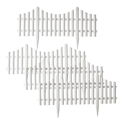 Collections Etc Flexible White Picket Fence Border for Garden, Landscape Edging, Pathways  4 Piece Set, White