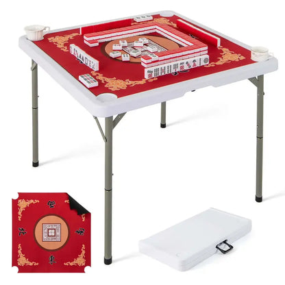 Costway 35-Inch Folding Mahjong Table  Green Felt Surface, Cup Holders & Carrying Handle