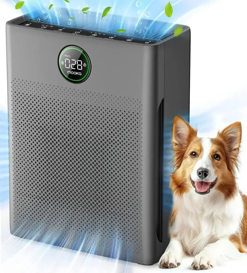 Large-Room Air Purifier  MOOKA HEPA Filter for Homes up to 2200 sq. ft, Pet & Allergen Control