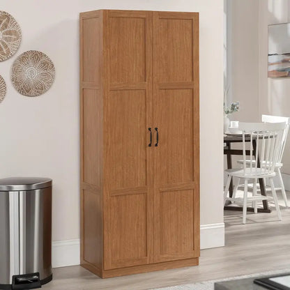 White Freestanding Pantry Cabinet with Adjustable Shelves