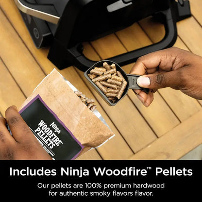 NINJA Woodfire Series 7-in-1 Grill & Smoker  Portable Outdoor Cooking Station with Real Wood Flavor
