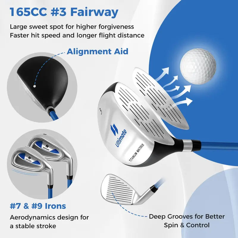 Kids’ Right-Handed Golf Club Set for Ages 810 with Stand Bag