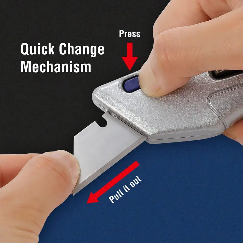 WORKPRO Retractable Utility Knife  Self-Retracting Safety Box with 2 Spare Blades