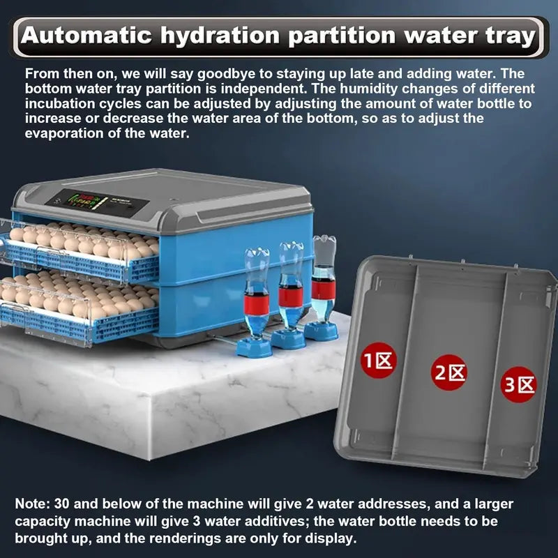 Digital Egg Incubator — 192/256/500 Capacity, Auto-Turn, Temp/Humidity Control & LED Display