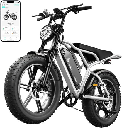 1500W All-Terrain Fat-Tire Electric Bike  20″ Wheels, 60-Mile Range, 28 MPH Top Speed