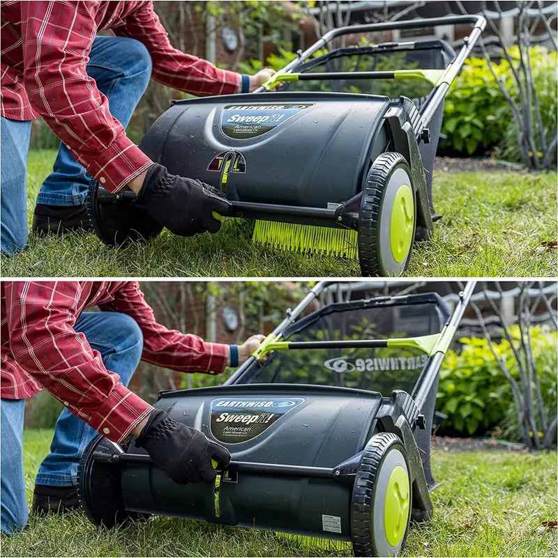 21-Inch Manual Push Lawn Sweeper  Durable Grass & Leaf Collector for Small to Medium Yards
