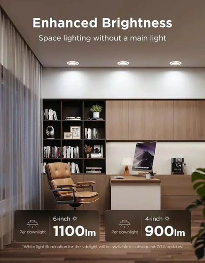 6″ Dimmable Smart Canless Recessed Light  1100LM Brightness, Integrated Junction Box
