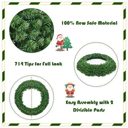 48-Inch Cordless Pre-Lit Artificial Christmas Wreath for Indoor or Outdoor Use