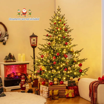 6- or 7-Foot Pre-Lit Artificial Tree  Hybrid PVC and PE Branch Construction for Natural Look