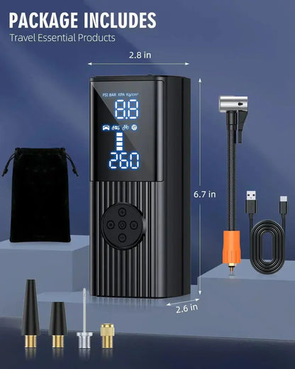 180 PSI Cordless Tire Inflator with LED Work Light and Auto-Shutoff Precision Gauge