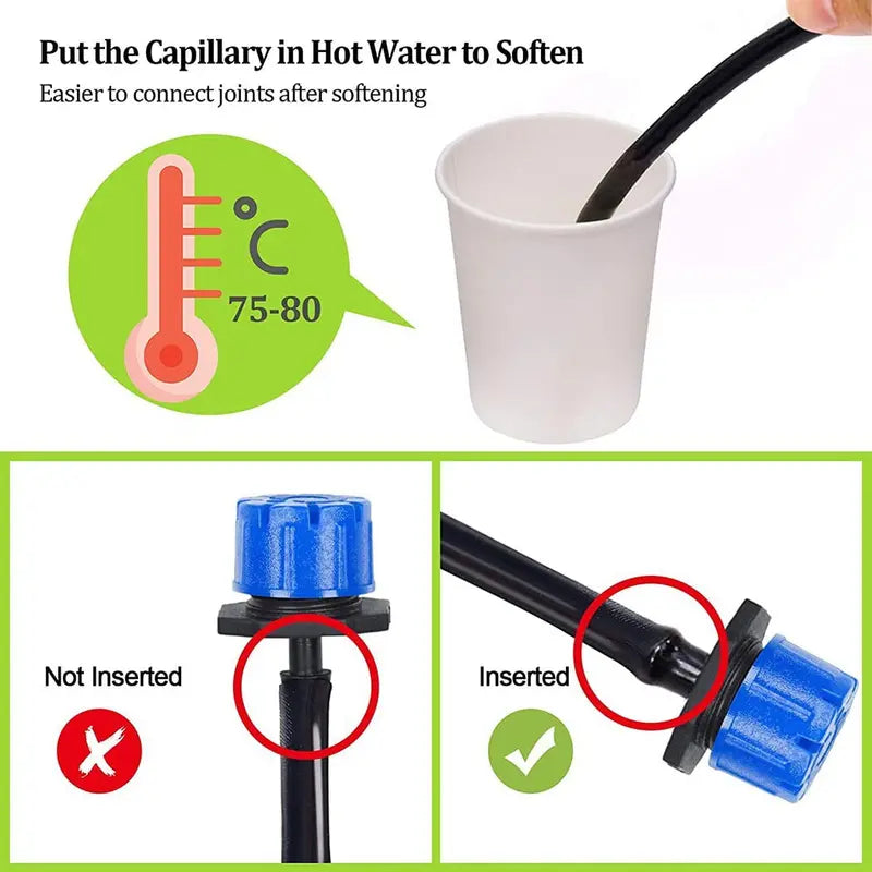 Ruibeauty 50Pcs 1/4inch Adjustable Drip Irrigation Parts, Irrigation Drippers Sprinklers for Drip Irrigation System