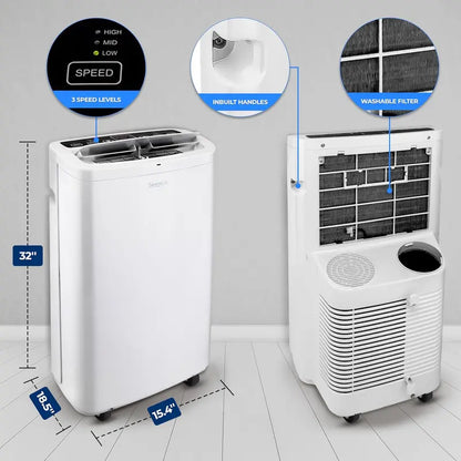 10,000 BTU Portable 4-in-1 AC Unit  Quiet Cooling, Heating, Dehumidifying, and Fan Modes with Remote & Timer