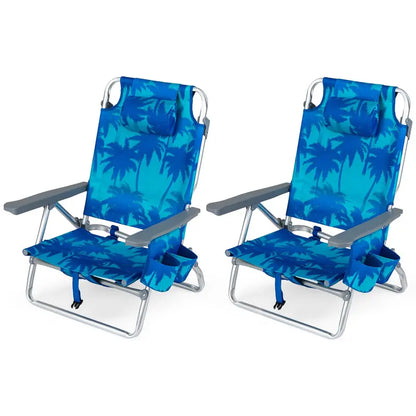 Lightweight Backpack-Friendly Reclining Beach Chairs (Set of 2 or 4)
