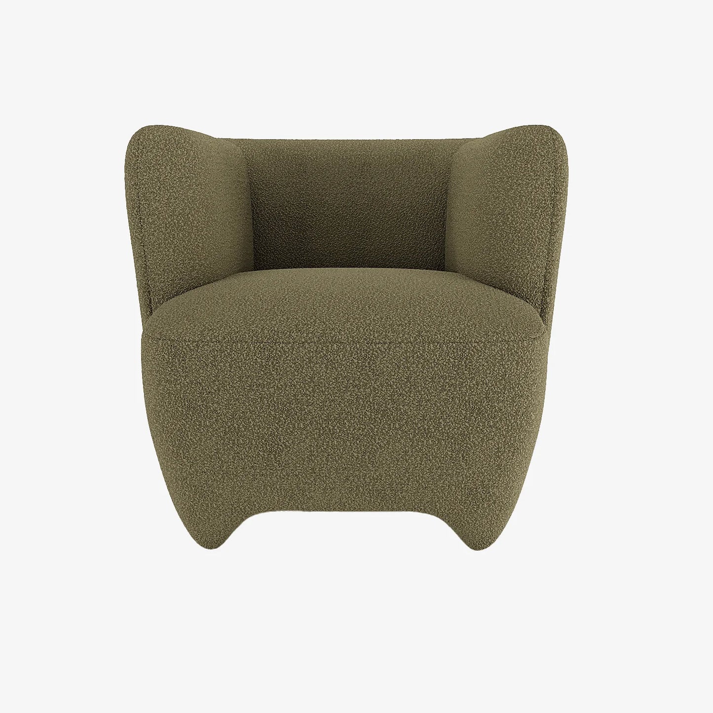 NOA  - Fauteuil en laine boucl e vert kaki
