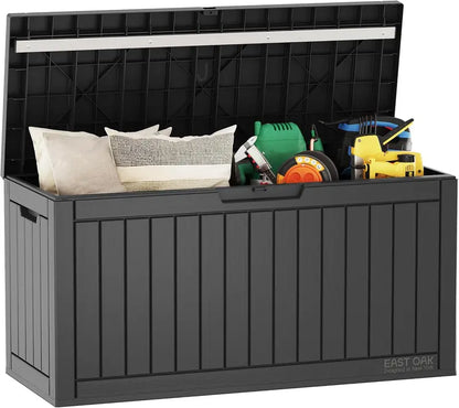 EAST OAK 60-Gallon Resin Deck Box  All-Weather Indoor/Outdoor Storage Bin with Waterproof Design