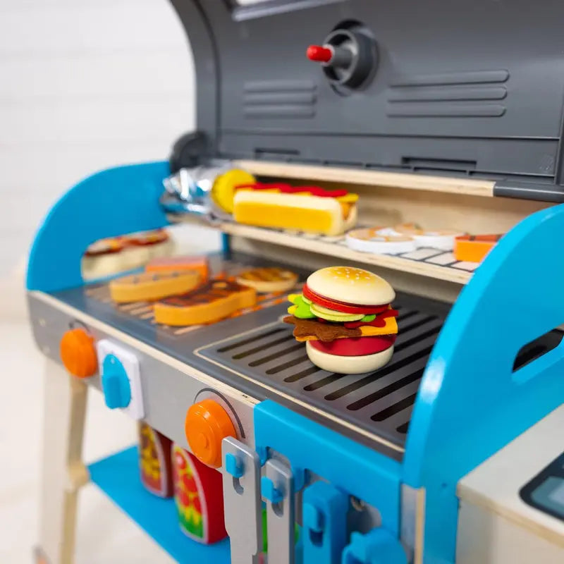 Wooden Luxury Pretend Grill & Pizza Oven Toy  Smoker-Inspired Cooking Role-Play Set