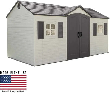 Lifetime 8 ft × 15 ft Outdoor Storage Shed  Desert Sand Color, Weather-Resistant Design