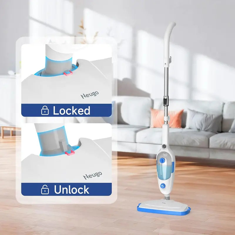 Lightweight Adjustable Steam Mop  Floor Steamer for Hardwood, Tile, Laminate & Carpet with 23ft Cord & Washable Pads