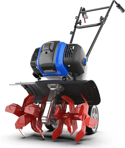 53cc Gas-Powered Garden Tiller  15-Inch Cultivator with Lift-Assist Rod for Efficient Soil Loosening in Lawns & Small Farms