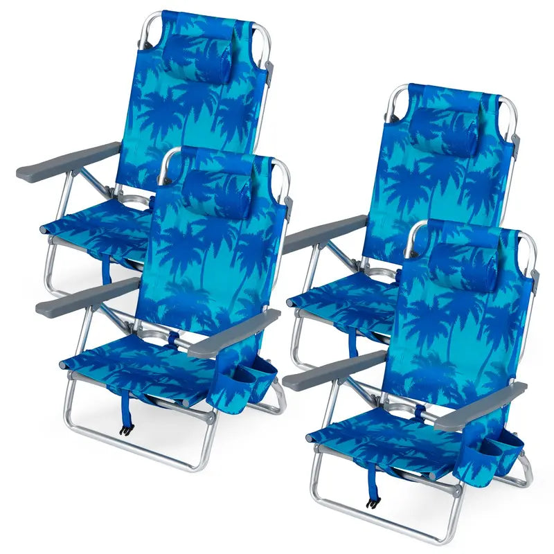 Lightweight Backpack-Friendly Reclining Beach Chairs (Set of 2 or 4)