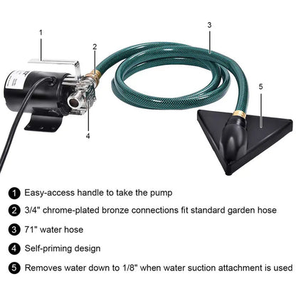 Portable Electric Water Transfer Pump  120V, 330 GPH Sump & Utility Pump with Hose