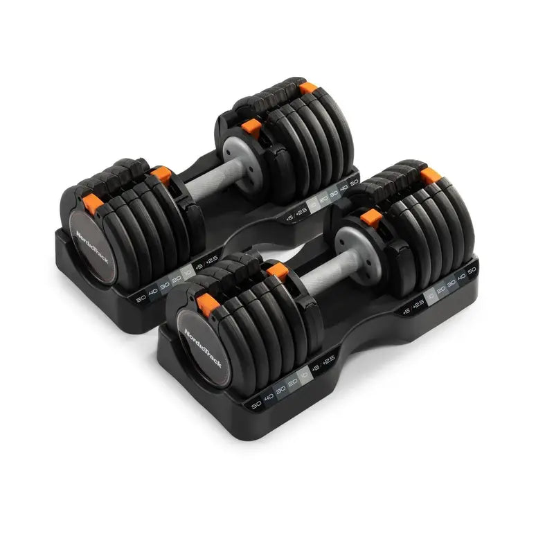 NordicTrack Select-A-Weight Dumbbell Set  Adjustable 55 lb. Pair with Quick-Change Dial System