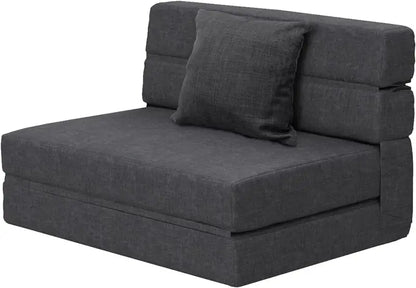 60-Inch Pull-Out Sofa Bed with Memory Foam Mattress, Two Pillows & Futon-Style Guest Bed Design