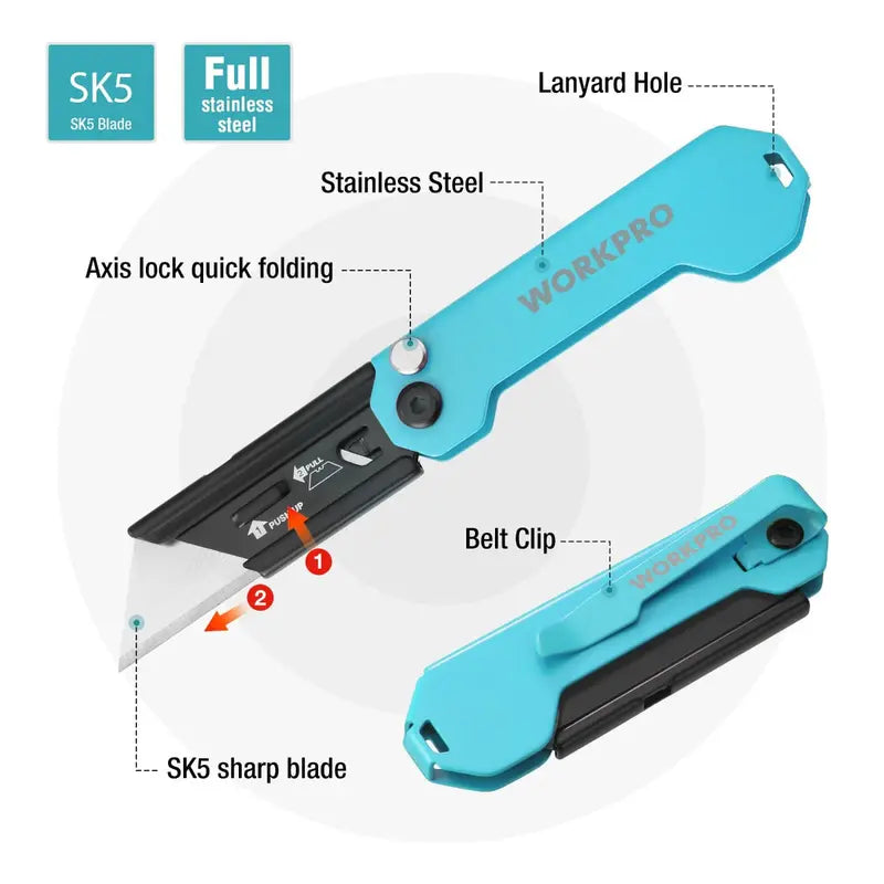 WORKPRO Compact EDC Folding Utility Knife (2-Pack)  Portable & Reliable