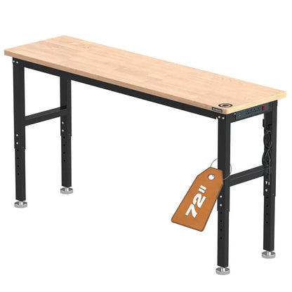 WORKPRO 72-Inch Heavy-Duty Adjustable Workbench  3000lb Load Capacity with Built-in Power Outlets