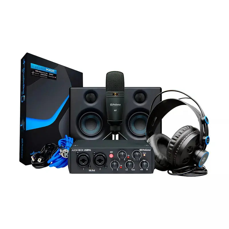 PreSonus AudioBox Studio Ultimate Bundle  25th Anniversary Edition: USB Audio Interface, Studio Monitors, Headphones, Condenser Mic & Production Software