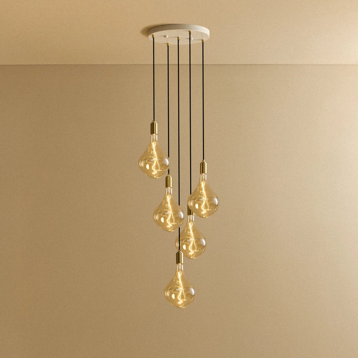 Five Pendant in Brass + Voronoi II